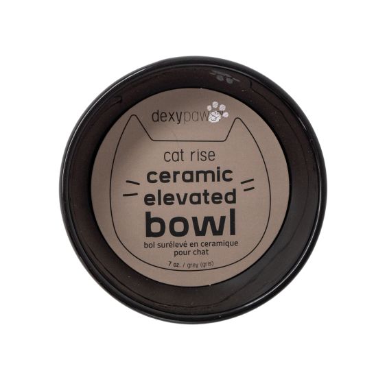 Dexypaws Raised Ceramic Cat Bowl - Black - 7oz