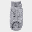 Close-up of GF PET® Chalet Sweater showing luxurious, soft cable knit texture in grey