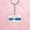 License Plate Dog Mom Keychain - Silver