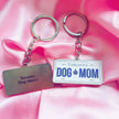 License Plate Dog Mom Keychain - Silver