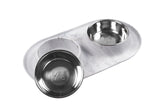 Messy Mutts Double Silicone Feeder with Stainless Bowls - Medium - Grey