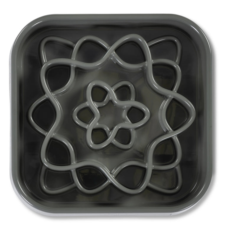 Messy Mutts Interactive Square Slow Feeder - Grey (16oz)