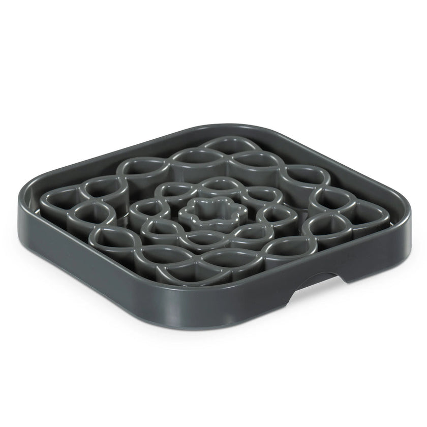 Messy Mutts Interactive Square Slow Feeder - Grey (16oz)