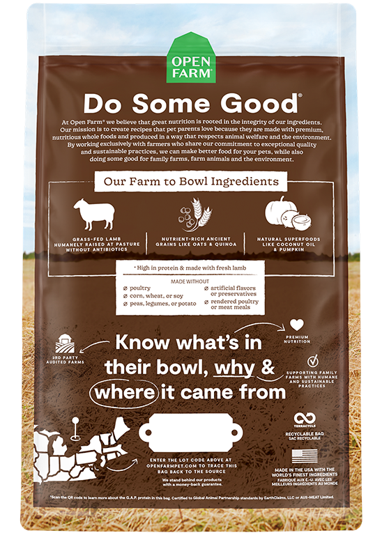 amb dog food made with pasture-raised New Zealand lamb nutrient list