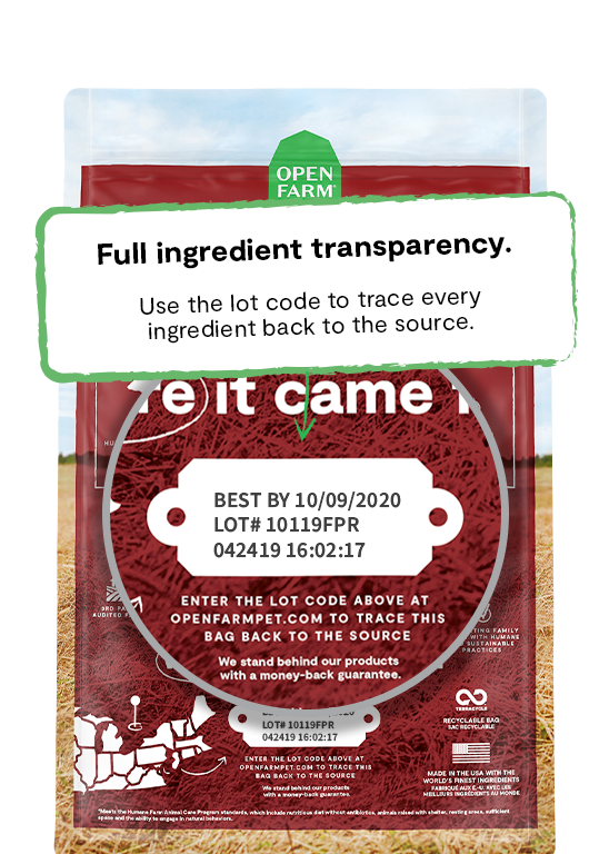 Open Farm Grass-Fed Beef AG Lot Code