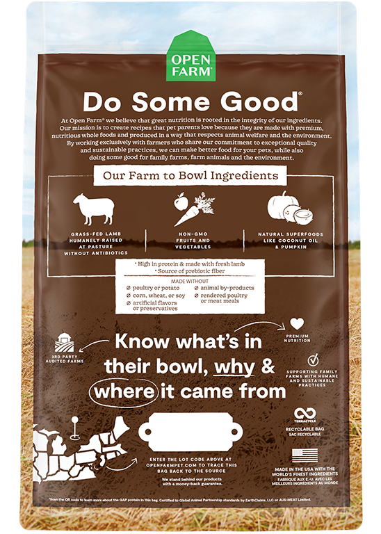 Open Farm Pasture-Raised Lamb Grain-Free Dry Dog Food (4lb)