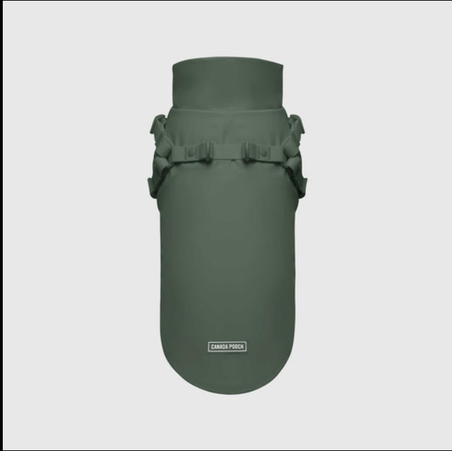 Canada Pooch - Harness Raincoat - Forest Green - Size 16