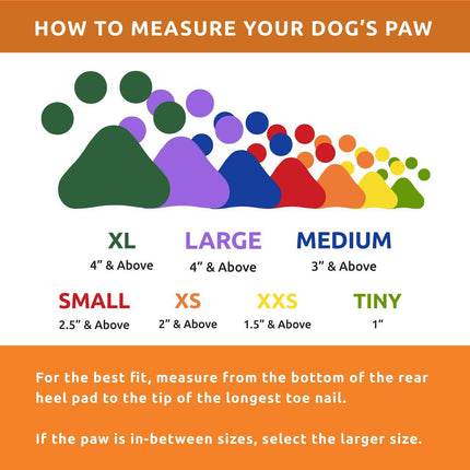 PawZ Rubber Dog Boots Sizes