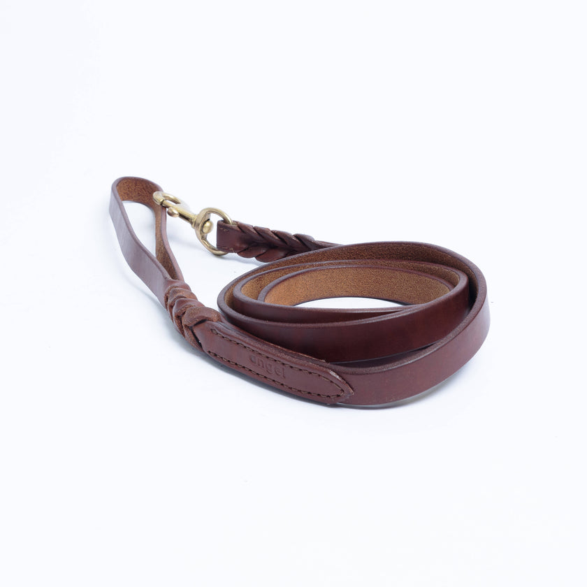 Angel Pet Supplies - Leather Braided Leash - 6ft, Brown