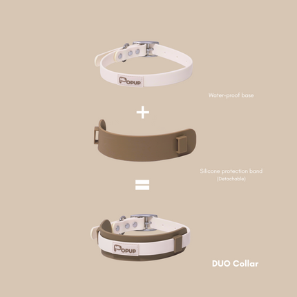 PoPupJoys DUO Premium - Waterproof Dog Collar - Off-White, Large