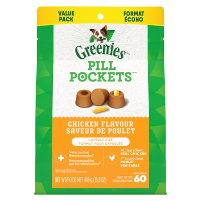 Greenies Pill Pockets Dog Chicken - Capsule Size- 60ct - 15.8oz