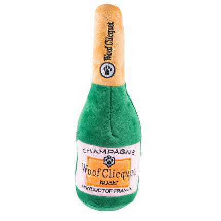 Woof Clicquot Rose' Champagne Bottle Squeaker Dog Toy - Large