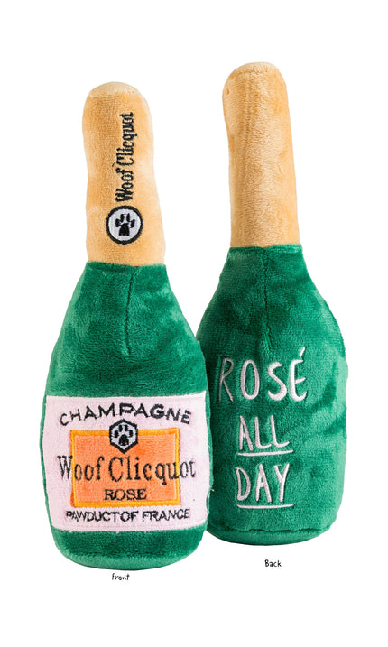 Woof Clicquot Rose' Champagne Bottle Squeaker Dog Toy - Large