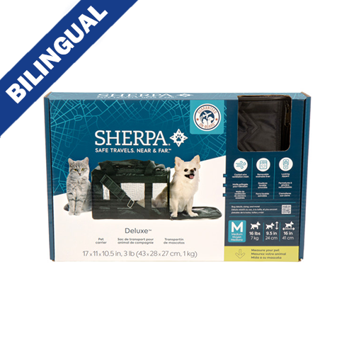 Sherpa® Deluxe™ Guaranteed On Board® Soft Sided Dog & Cat Carrier - Black - Medium