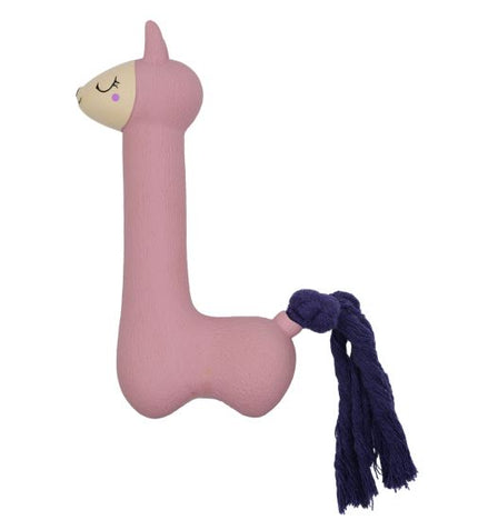 Bud'Z Latex Dog Toy With Squeaker - Pink Lama With Purple Tail