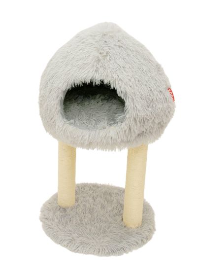 Bud'Z Cat Tree With Sisal And Hood Bed Light Grey