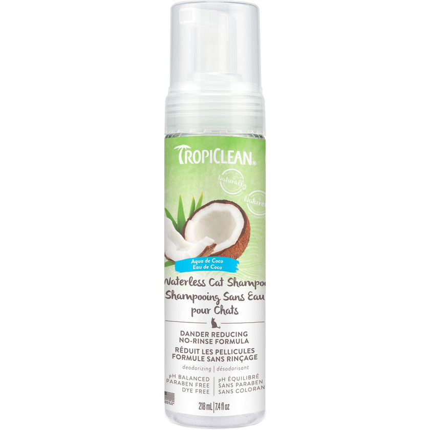 Tropiclean Waterless Cat Shampoo, Dander Reducing Aqua De Coco Scent 7.4oz
