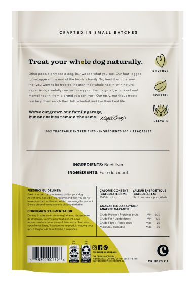 Crumps Mini Trainers Freeze Dried Beef Liver Dog Treats