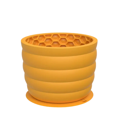 Honeycomb Silicone Slow Feeder Bowl - Standard, Mustard