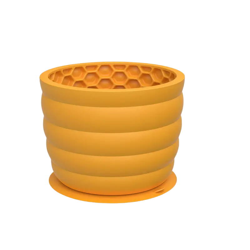 Honeycomb Silicone Slow Feeder Bowl - Standard, Mustard
