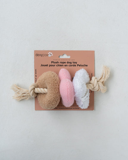 Dexypaws Rope And Plush Dog Toy - Triangular