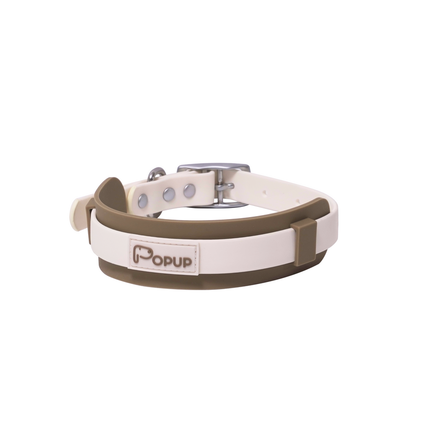 PoPupJoys DUO Premium - Waterproof Dog Collar - Off-White, Large