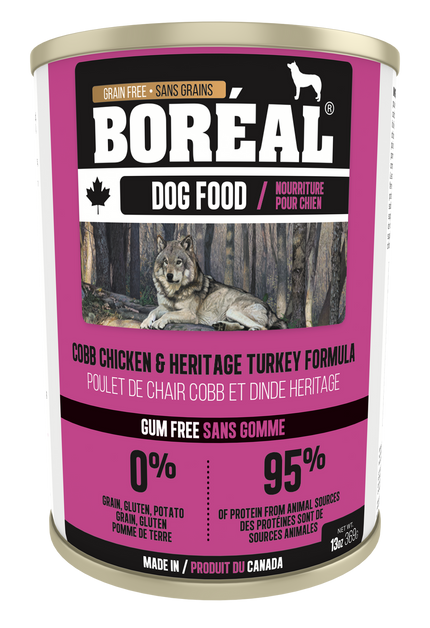 Boreal Grain-Free Canned Dog Food - Canadian Cobb Chicken and Heritage Turkey (13oz/369g)