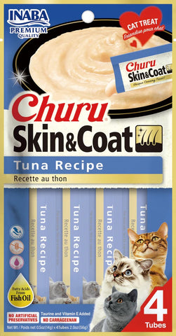 INABA Churu Skin & Coat Tuna Lickable Cat Treat - Skin & Fur Support Formula