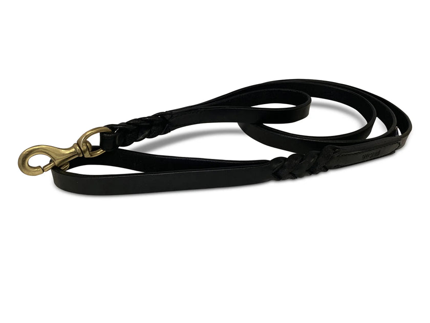Angel Pet Supplies - Leather Double Handle Braided Leash - 6ft, Black