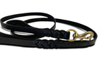 Angel Pet Supplies - Leather Double Handle Braided Leash - 6ft, Black