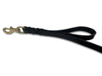 Angel Pet Supplies - Leather Double Handle Braided Leash - 6ft, Black
