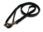 Angel Pet Supplies - Leather Double Handle Braided Leash - 6ft, Black