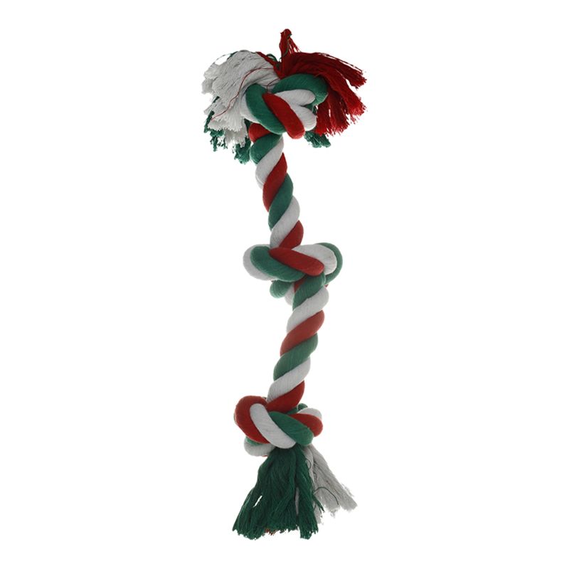 Holiday Striped 3-Knot Tug Rope