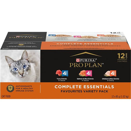 Pro Plan® Complete Essentials Favourites Salmon & Rice Entrée, Chicken & Rice Entrée & Tuna Entrée Cat Food Variety Pack