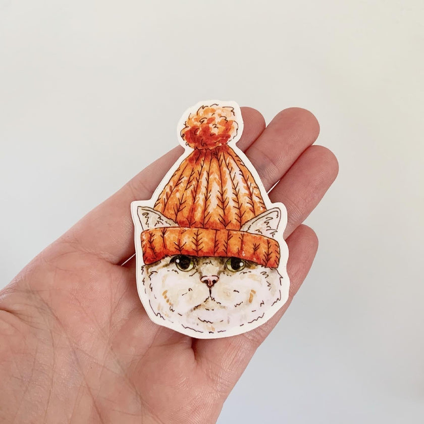 Cat with a Canadian Hat (Toque) Sticker