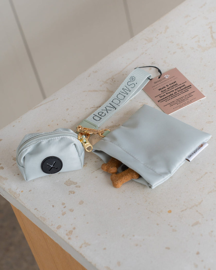 Dexypaws Dual Pouch Wristlet Poop Bag Holder + Treat Pouch - Sage Green