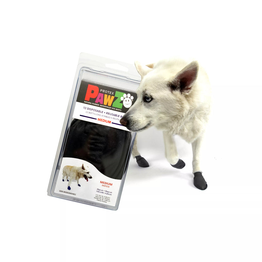 PawZ Rubber Dog Boots - Black - Size Medium