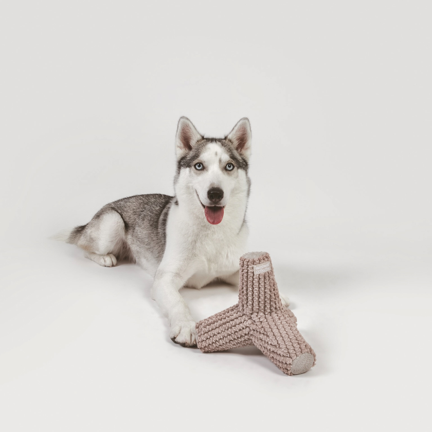 Lambwolf Collective – Plush Breuer Squeak & Crinkle Snuffle Toy – Taupe – Large