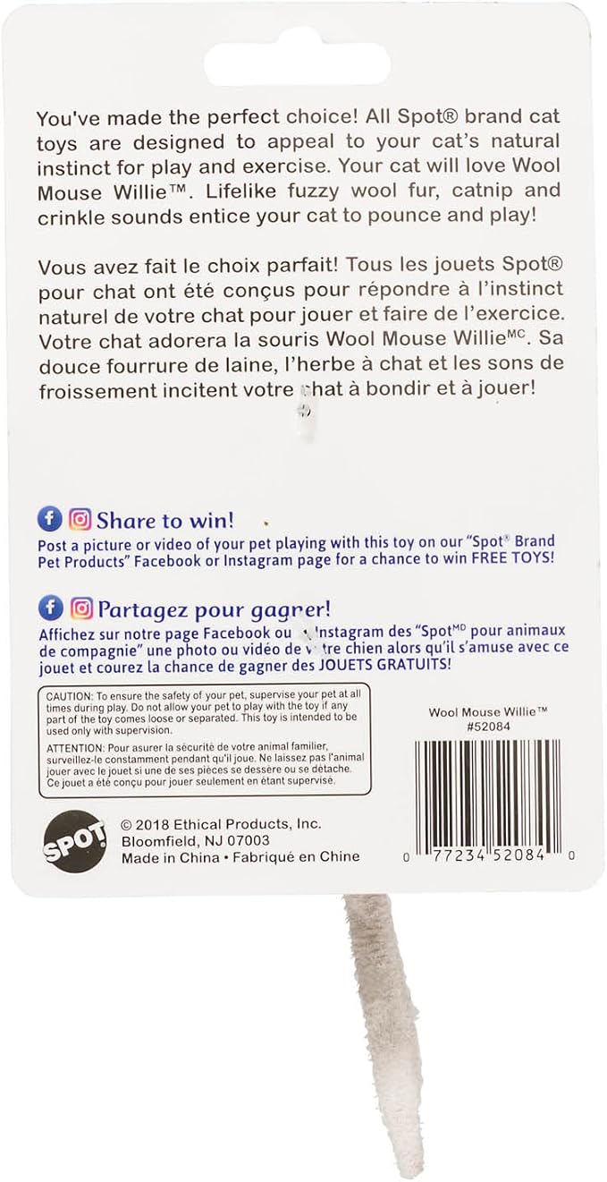 Spot - Wool Mouse Willie with Catnip