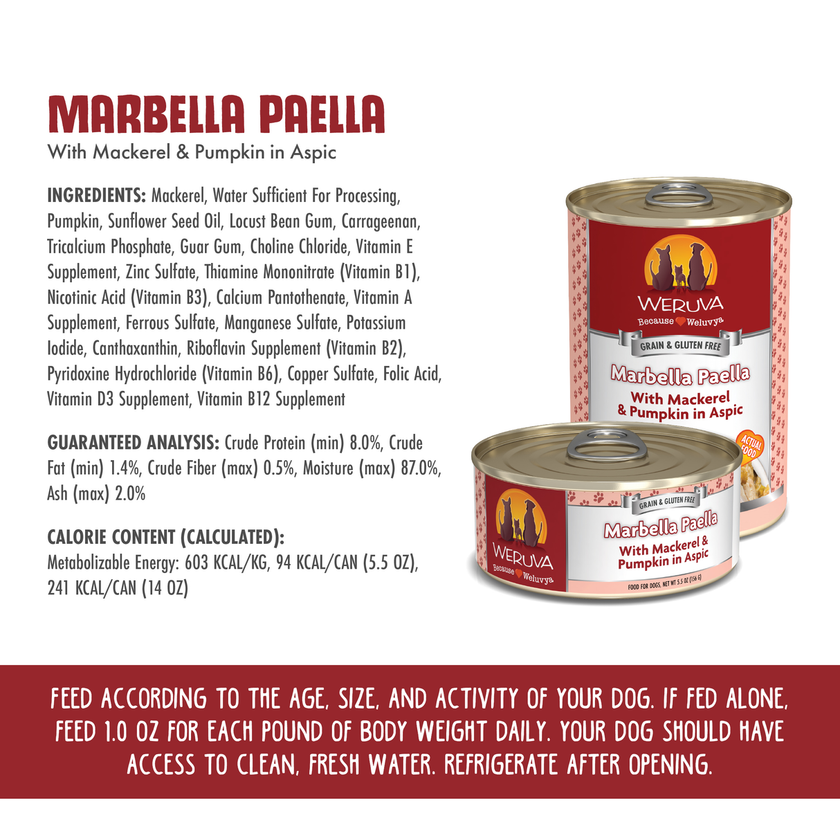 Weruva Classic Dog - Marbella Paella - Mackerel & Pumpkin in Aspic (14oz)