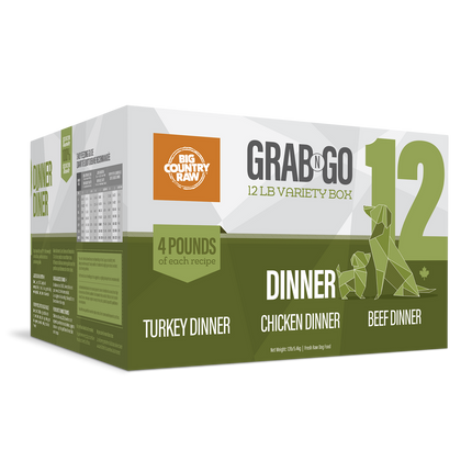 Big Country Raw - Grab N Go Dinner - Chicken, Turkey, Beef Recipe (12lb)