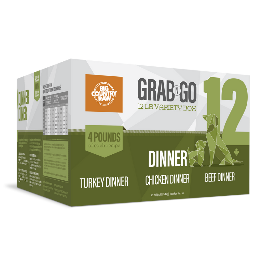 Big Country Raw - Grab N Go Dinner - Chicken, Turkey, Beef Recipe (12lb)