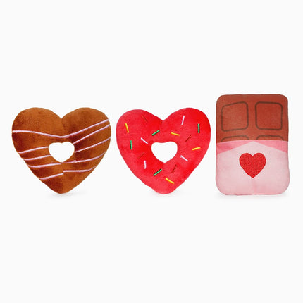 Hugsmart Fuzzy Friendz Valentine's Woof Love - Donuts and Chocolate 3pk