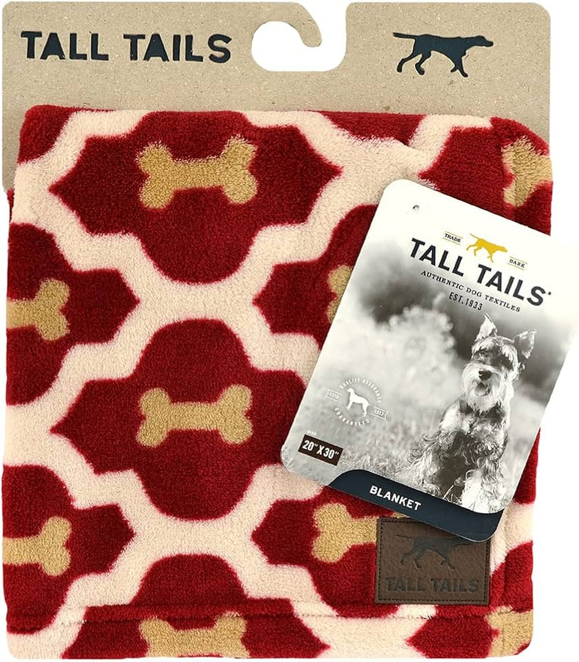 Tall Tails - Red Bone Blanket Small - Red & Cream (20