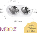 Double Silicone Feeder with Stainless Saucer Bowls - Marble