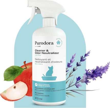 Purodora Lab Cleaner & Odor Neutralizer Spray For Litter Box, Apple & Lavender 500 ml