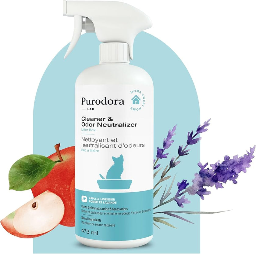 Purodora Lab Cleaner & Odor Neutralizer Spray For Litter Box, Apple & Lavender 500 ml