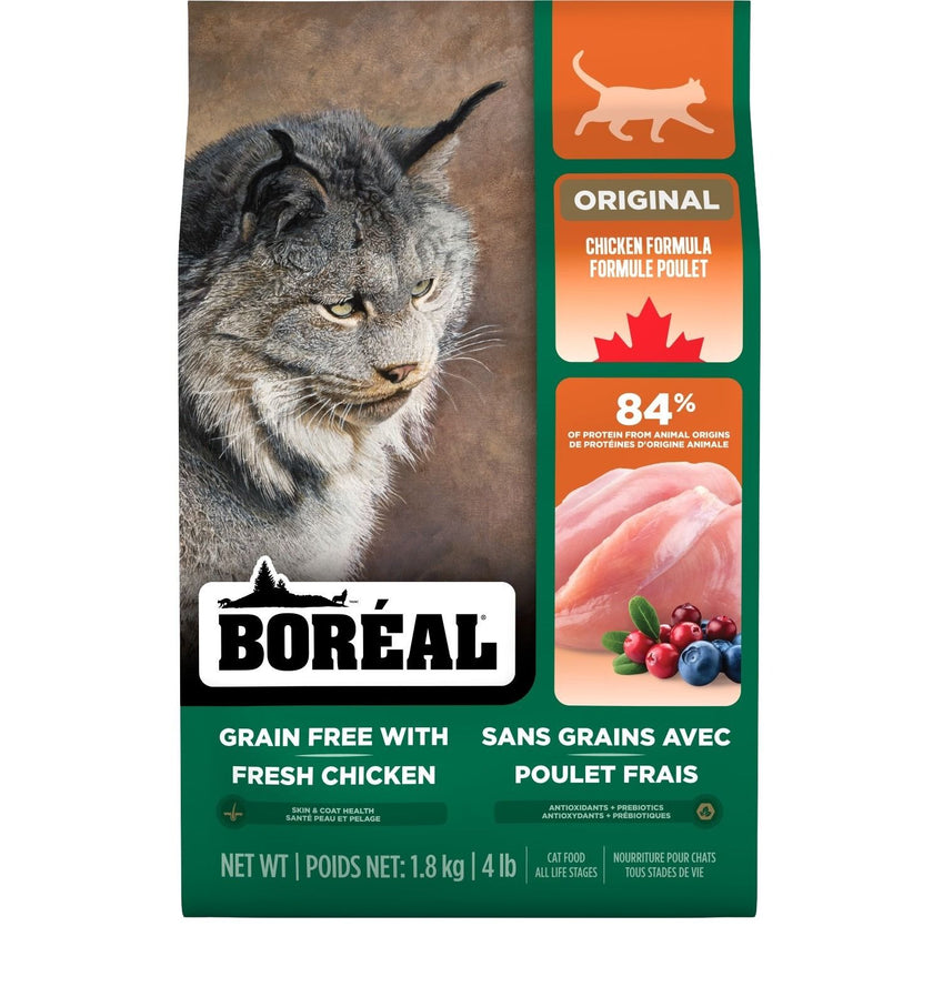 Boreal Original Grain-Free Chicken Dry Cat Food - High-Protein Low Carb Canadian Recipe - 4lb (1.8kg)