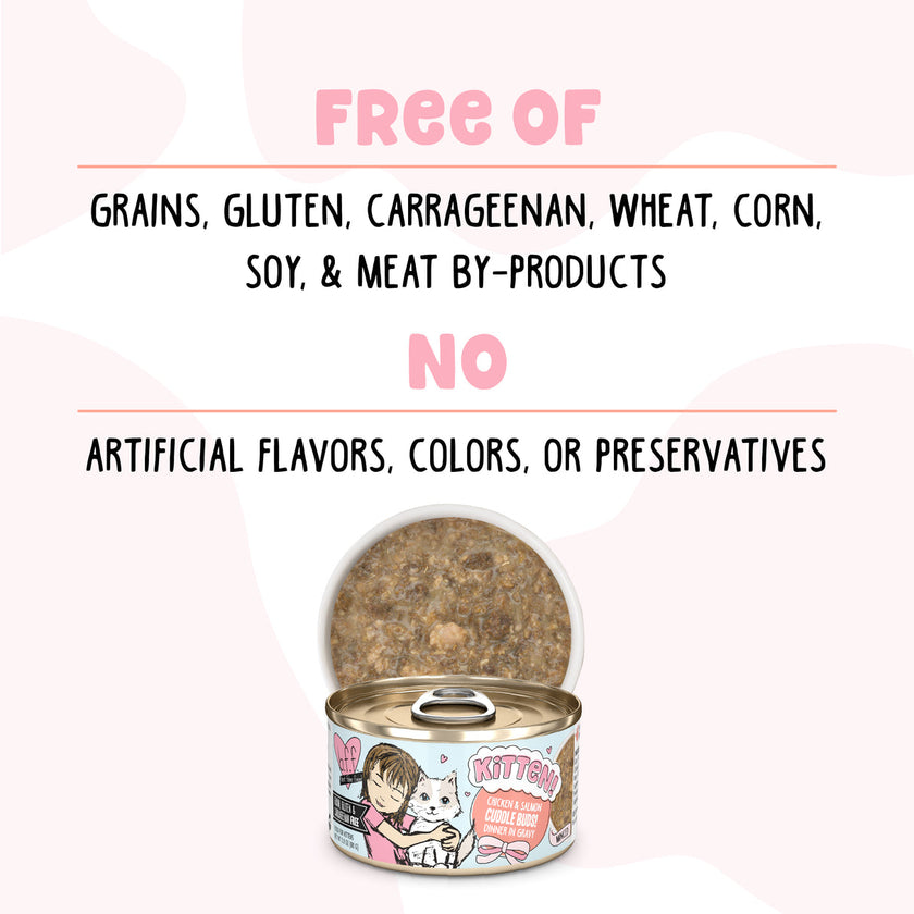 Weruva BFF Kitten - Cuddle Buds! Chicken & Salmon Dinner in Gravy (2.8oz)