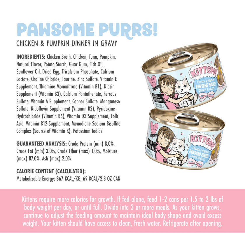Weruva BFF Kitten - Pawsome Purrs! Chicken & Pumpkin Dinner in Gravy (2.8oz)